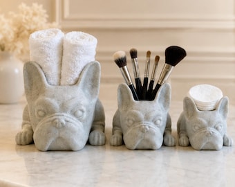French Bulldog Planter, Ceramic Dog Plant Pot, Cute Frenchie Succulent Planter, White Dog Pot, Indoor Plant Decor, Animal Planter Gift