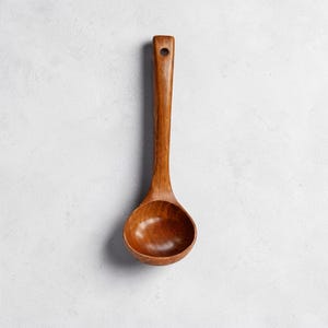 Handcrafted Wooden Ladle | 25cm Non-Stick Natural Wood Cooking Spoon | Heat-Resistant Kitchen Serving Tool