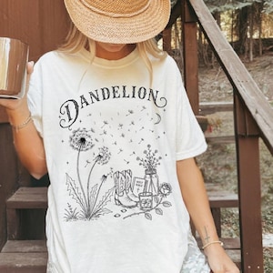 Comfort Colors® Dandelion Shirt, Vintage Wildflower Tee,  A Little Dandelion, Indie Folk Cowgirl Boots Shirt, Country Aesthetic Gift