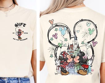 Comfort Colors® Custom Disney Anniversary Shirt, Couple Disneyworld Tee, Wife Husband Disney Trip Shirt, Custom Est Year Disneyland Tees