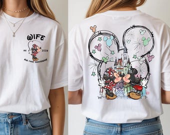 Custom Just Married Disney Shirt, Wife Husband Matching Shirts, Just Married Gifts, Disney Honeymoon Gifts, Custom Est Year Disneyland Shirt