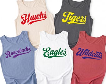 Custom School Mascot Tank Top, School Logo Shirt, Team Mascot Name Tee, Custom Name Gifts For Back To School, Sports Gift
