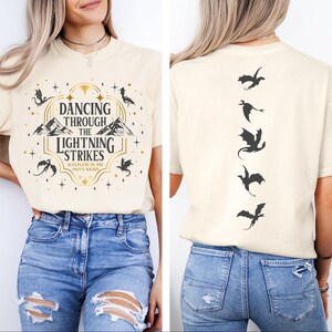 Comfort Colors® Dancing Through The Lightning Strikes Shirt, Fourth Wing Inspired Design Shirt, Onyx Storm Shirt, Dragon Lover Gift image 5