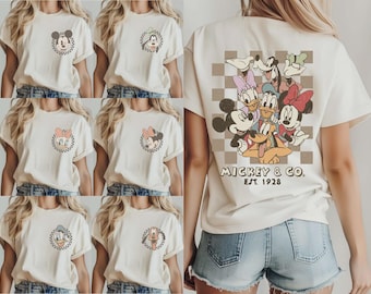 Checkered Mickey And Friends Kids Shirt, Toddler Boy Gift, Minnie Mouse, Mickey And Co T-Shirt, Disney Characters Birthday Boy Girl Tees