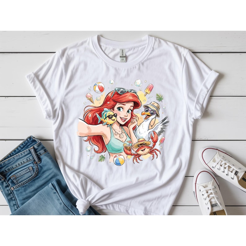 The Little Mermaid Princess Ariel Selfie Shirt, Disney Princess Toddler Shirt, Summer Disney Shirt, Princess Lover Shirt, Princess Girl Tee bild 1