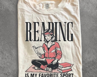 Vintage Reading is my Favorite Sport Comfort Colors® Shirt, Bookish Tee, Book Reader Gift, Bookworm Shirt, Librarian Shirt, Booklover Gift