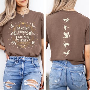 Comfort Colors® Dancing Through The Lightning Strikes Shirt, Fourth Wing Inspired Design Shirt, Onyx Storm Shirt, Dragon Lover Gift image 3