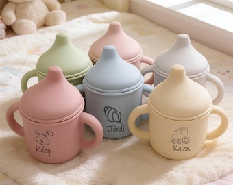 Personalisierte Baby Strohbecher | BPA-Freier Silikonbecher für Kleinkinder