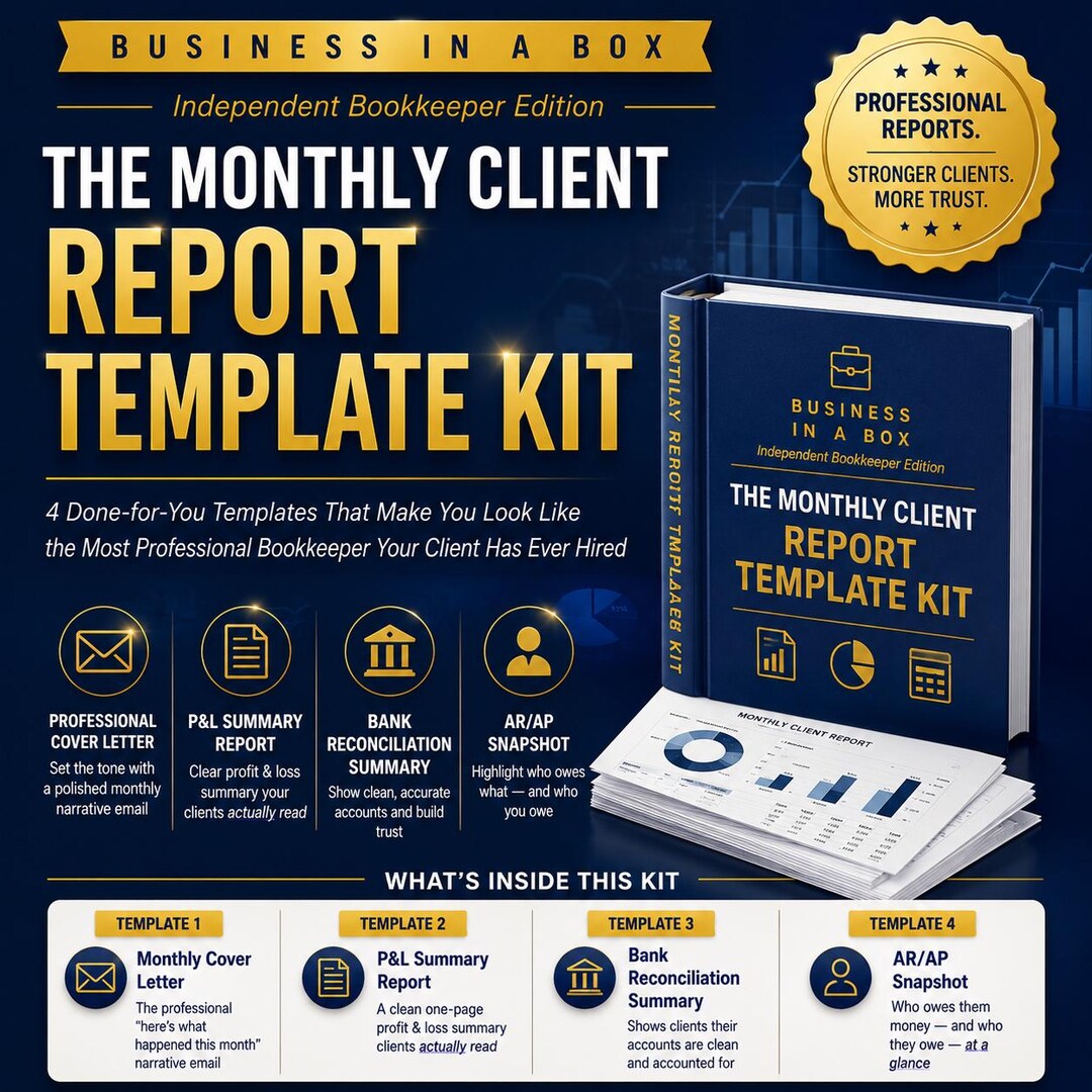 The Bookkeeper Monthly Client Report Template Kit for Small Business ...