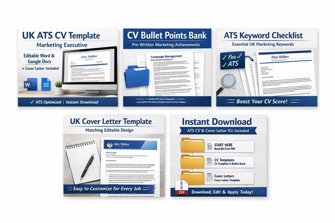 UK ATS CV Template – Marketing Executive – Editable Word & Google Docs ...