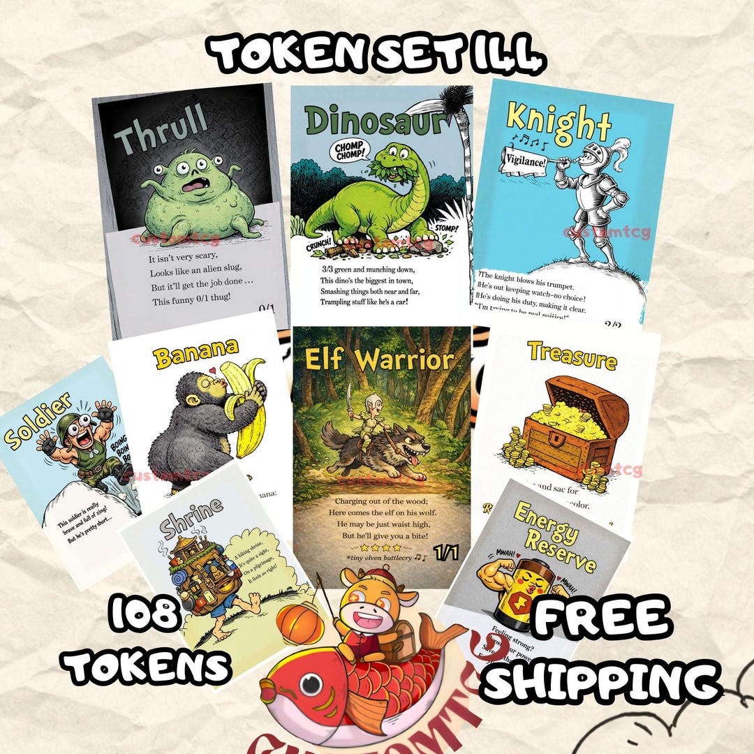 Token Set 144 - 108 Custom MTG Token Cards - 54 Unique Designs, 2 ...