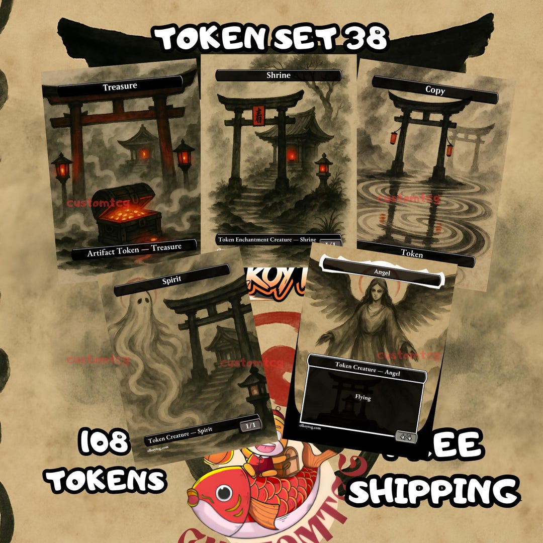 Japanese Ragavan Token Token Set 38 — Japanese Ink Wash Spirits & Shrines (108 Tokens) - Etsy