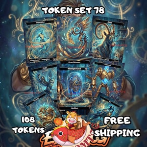 Token Set 78 – 108 Tokens for MTG  (Midnight Clock, Treasure, Construct, Copy, Goat & More)