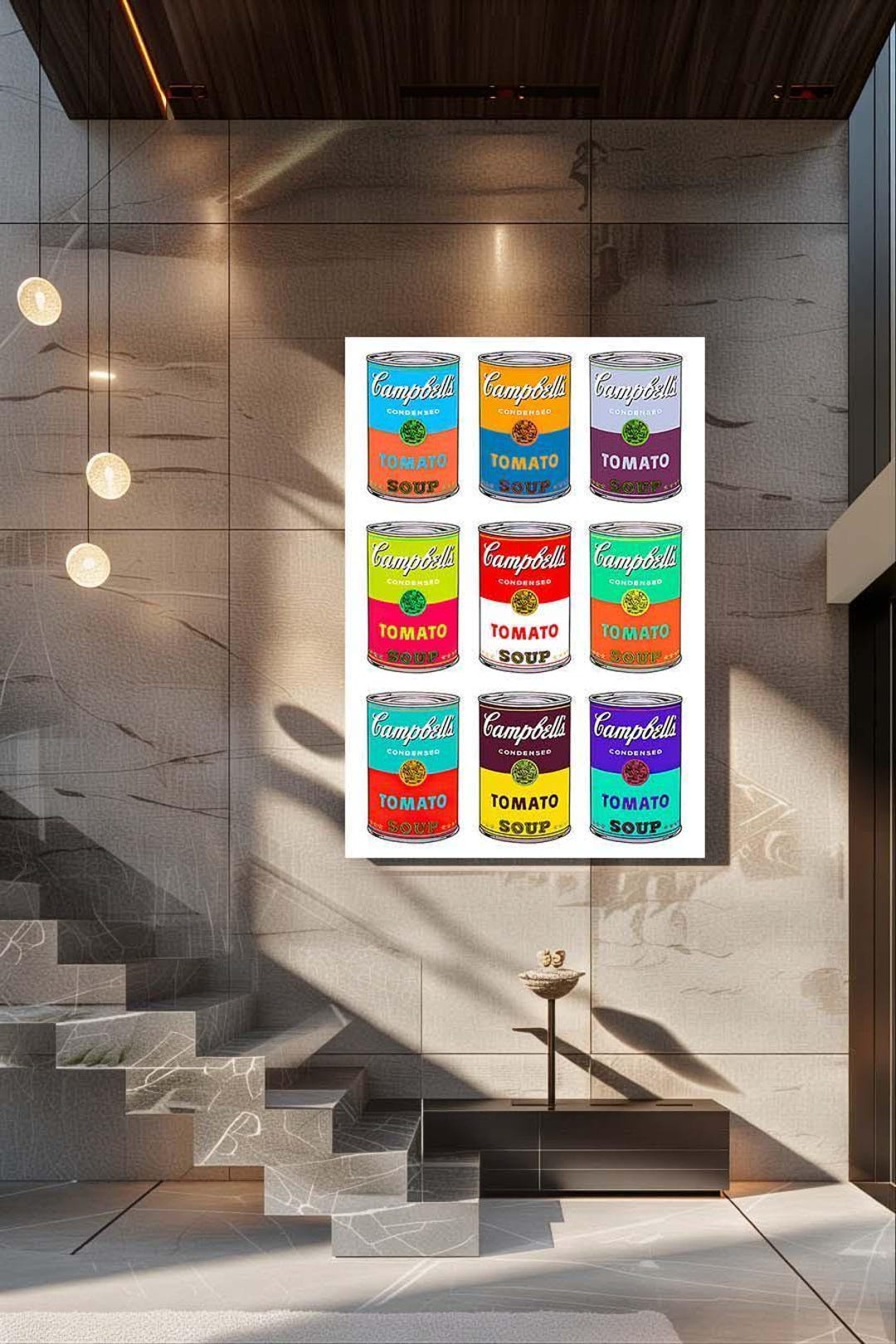 Colorful Pop Art Soup Cans Wall Decor Retro Kitchen Poster Modern ...
