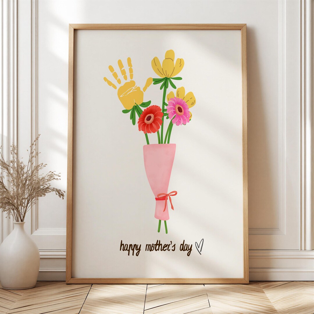 Mother's Day Handprint Craft Printable | Kids Handprint Bouquet Art ...