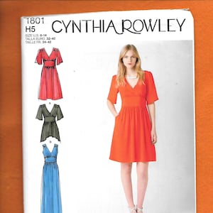 Simplicity 1801 Misses designer Cynthia Rowley aftonklänning, gatulång klänning eller tunika, storlekar 6 till 14, oklippt