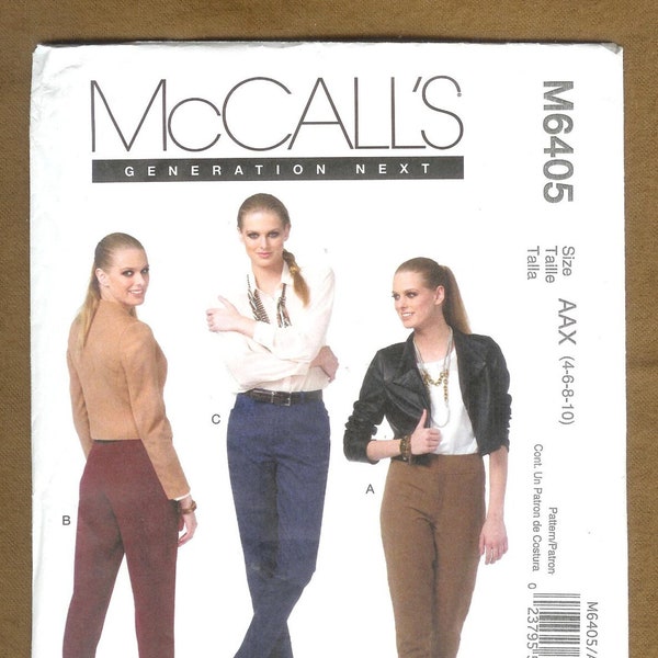 McCall's 6405 Pantalon fuselé ajusté pour femmes avec fermeture à glissière sur le devant, poches, conçu par Melissa Watson pour Palmer Pletsch tailles 4 à 10, non coupé