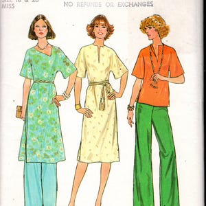 Simplicity 7787 Misses' Top, Dress, Long Tunic, with Dolman Sleeves, Neck Options, and Pants, Size 18-20, UNCUT