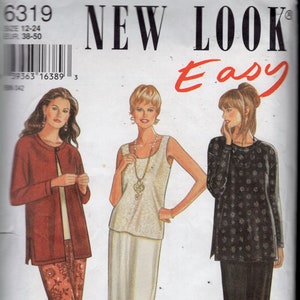 Puede incluir: Un patrón de costura "New Look Easy" que presenta tres atuendos diferentes. El patrón es para tallas 12-24 (EUR 38-50). Los atuendos incluyen una chaqueta y falda, una camiseta sin mangas y falda, y una blusa de manga larga y falda.