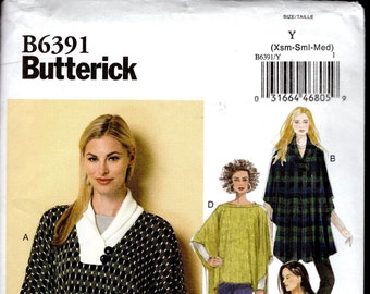Butterick 6391 Misses' Set of Wardrobe Extender Fashion Ponchos, Great to Wear with Leggings, and Boots, Sizes 4-14, UNCUT