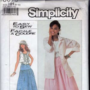 Simplicity 8076 Misses&#39; Summery Country Peasant Yoked Full Skirt, Big Shirt, and Cute Camisole, Sizes 6-12, UNCUT