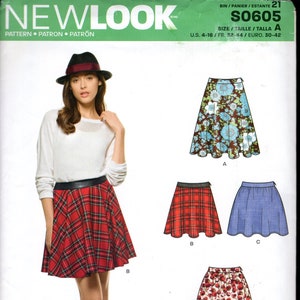 New Look 0605 Misses&#39; Set of Mini or Knee Length Flared and Gathered Skirts, Sizes 4-16, UNCUT