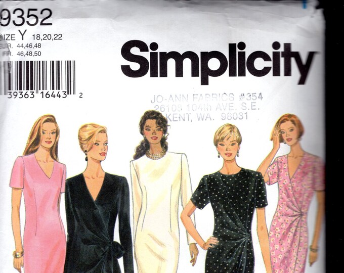 Simplicity 9352 Misses' Classic Dress, Long or Short Sleeves, Evening ...
