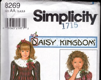Purpur 8269 Daisy Kingdom Kinderkleid und passendes Puppenkleid für eine 18" Puppe, Größen 3-6, UNCUT