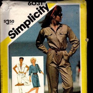 Simplicity 6031 Misses&#39;Jumpsuit, Capri Length Jumpsuit, and Denim Style Dress with Elastic Waist, Size 14, UNCUT