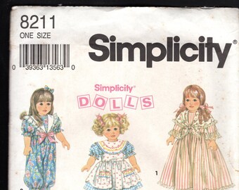 Simplicity 8211 Doll Outfits Sewing Pattern, For an 18 inch Doll Such As American Girl, Journey Girl, Classic Styles, UNCUT