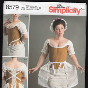 Simplicity 8579 Corset, nuisette et sacoches du XVIIIe siècle pour dames, tailles 4-12, non coupé