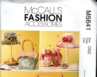 McCall's 5641 Fashion Accessories Three Handbags and Brimmed Hat, to Mix and Match, UNCUT