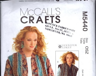 McCall's 5440 Designer Jennifer Lokey, Misses' Raggy Jacket and Vest, Wearable Art, Sizes 8-22, UNCUT