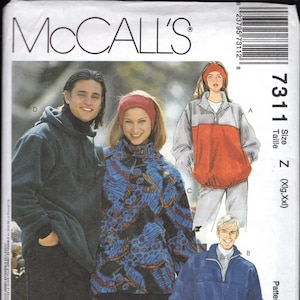 May include: McCall's sewing pattern envelope showing fleece pullovers and a hooded sweatshirt. The pattern includes a colour-blocked pullover, a blue pullover, and a patterned fleece jacket. The text "Learn to Sew for Fun" is also visible.