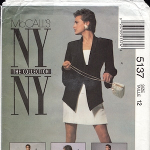 McCall&#39;s 5137 NYNY Misses&#39; Semi Fitted Princess Seamed Jacket, Bolero Jacket, And Slim Fit Princess Seamed Dress, Size 12, UNCUT
