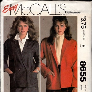 McCall&#39;s 8655 Misses &#39;Blazerjacke, aus der Brooke Shields Signature-Kollektion, zwei- oder einreihig, Größe 12, UNCUT