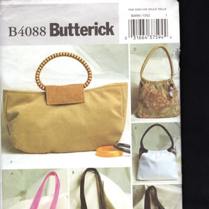Bolsos de mano y carteras Butterick 4088 para coser y combinar con tu atuendo favorito, sin cortar
