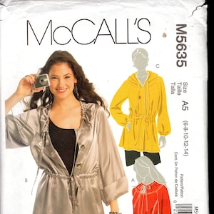 McCall&#39;s 5635 Misses&#39; Anorak Jacket in Two Lengths, with Raglan Sleeves, and Optional Hoody, Sizes 6-8-10-12-14, UNCUT
