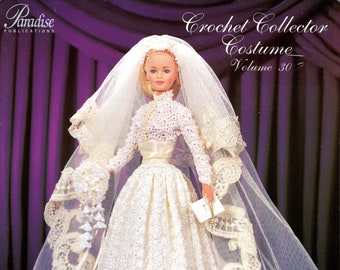 Paradise Journals Häkelbuch P-041 für eine 11 1/2 "Puppe wie z.B. Barbie, Vol. 30 für Grace Kelly's Wedding Dress, 1956."