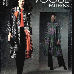 Vogue 1756 Designer Sandra Betzina Misses' Loose Fitting Duster, or Shirt Dress, w/Stand Up Collar, Gathered Back, Bust Sizes 32-55. UNCUT