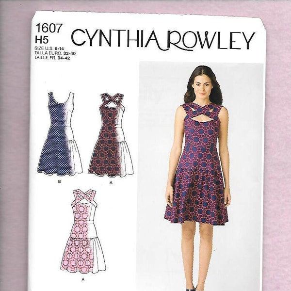 Simplicity 1607 Misses' Dresses By Cynthia Rowley, Flirty Crisscross Straps Fitted Bodice, And Gathered Skirt, Sizes 14 To 22, UNCUT/NEW