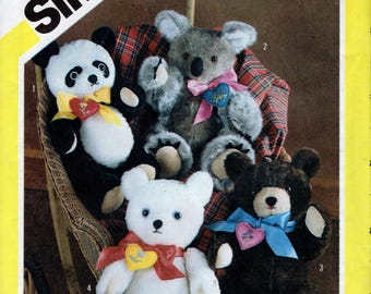 Simplicity 6142 Plush Stuffed Animals, 