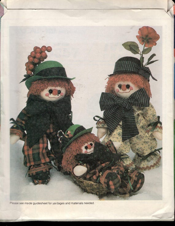 Mccall's 9357 Clarence the Clown Stuffed Raggedy Dolls Wearing