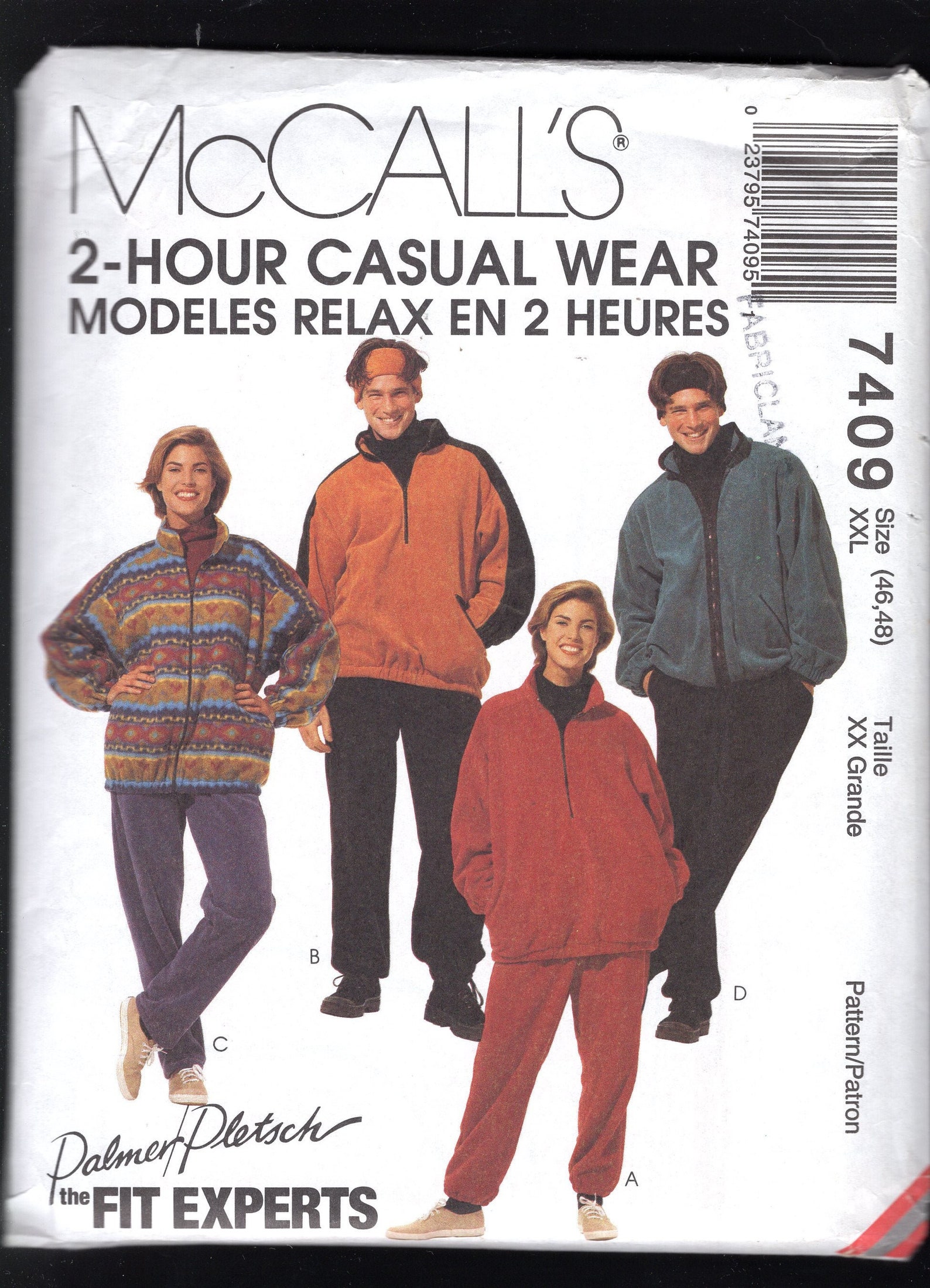 Mccall's 7409 Men's and Women's Zip up Jacket, and Pullover 1/4 Zip