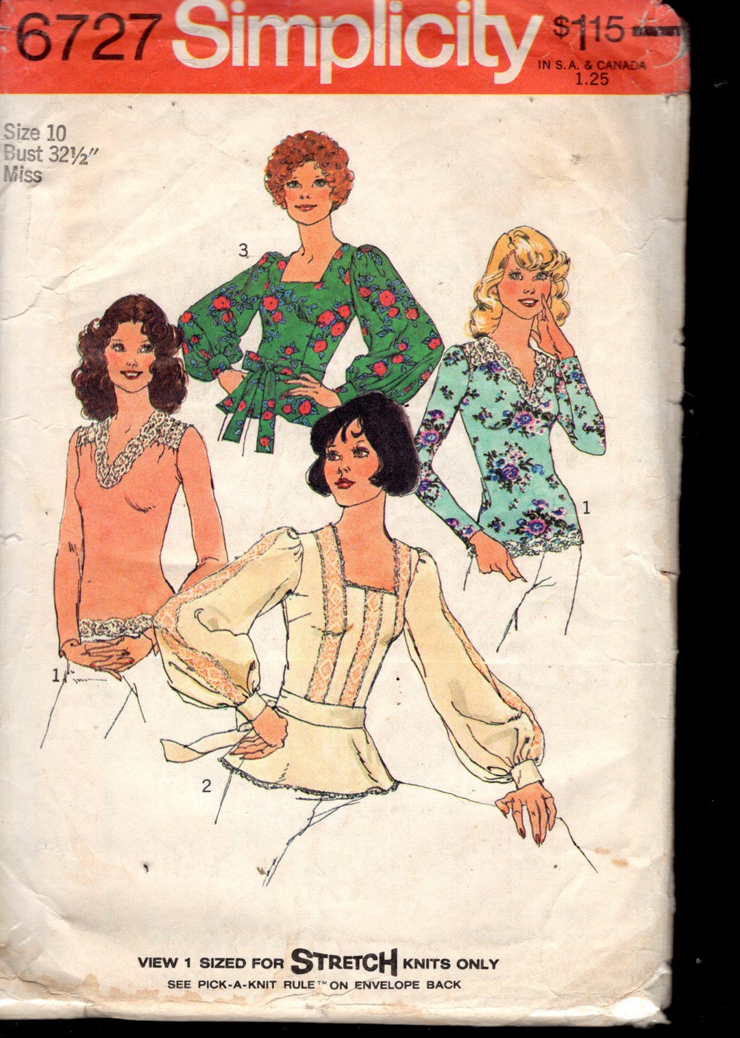 Simplicity 6727 Pattern Simplicity 6727 Misses' Tops W/peplum Square Neck, for Woven Fabrics ...