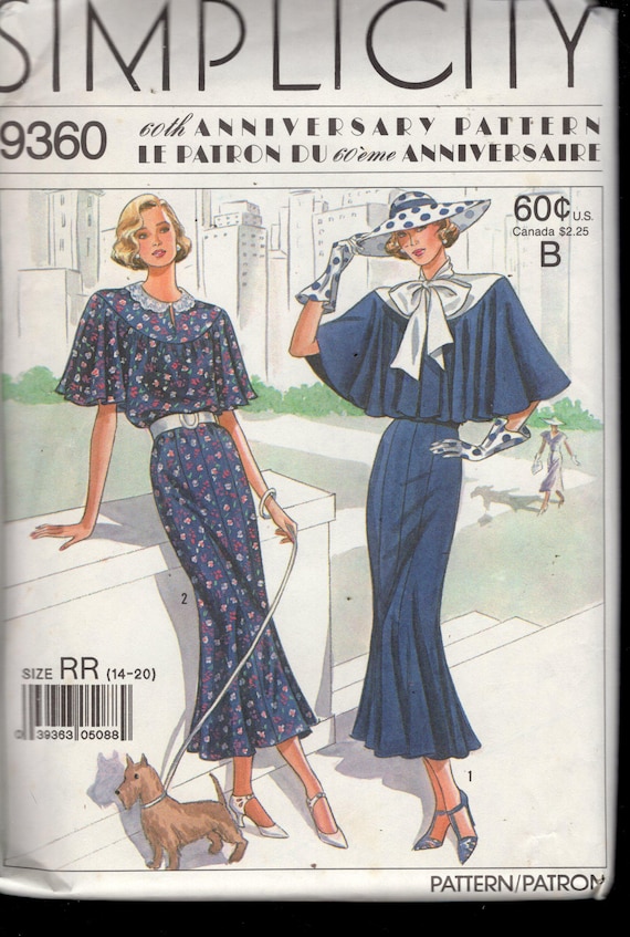 Simplicity 9360 Misses' 1930's Dress With Capelet Collar, Eight