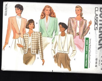 Retro 80's Butterick 4474 Misses' Wardrobe Extender Fashion Jackets, With Front Closure Variations, Sizes 12-14-16, UNCUT