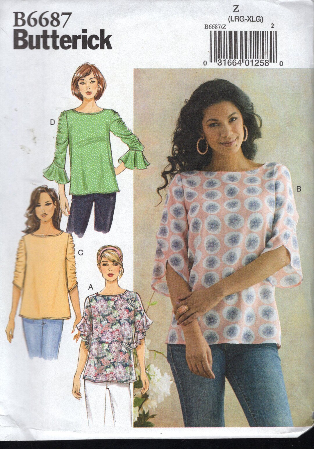 Butterick B6828 Misses' Tops in 3 Styles SZ 16-24 UNCUT 2021
