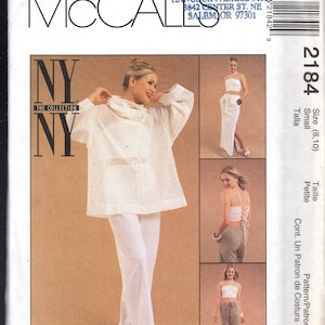McCall's 2184 Misses' Funnel Neck, Very Loose Pullover, Halter Top, With Lace Up Back, Pants, & Skirt, Sizes 8-10, UNCUT
