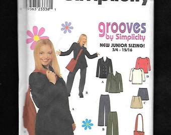 Simplicity 8869 Junior Sized Skirt Top, Jacket, Pants, And A Shoulder Bag! Sizes 3-4 To 9-10, UNCUT